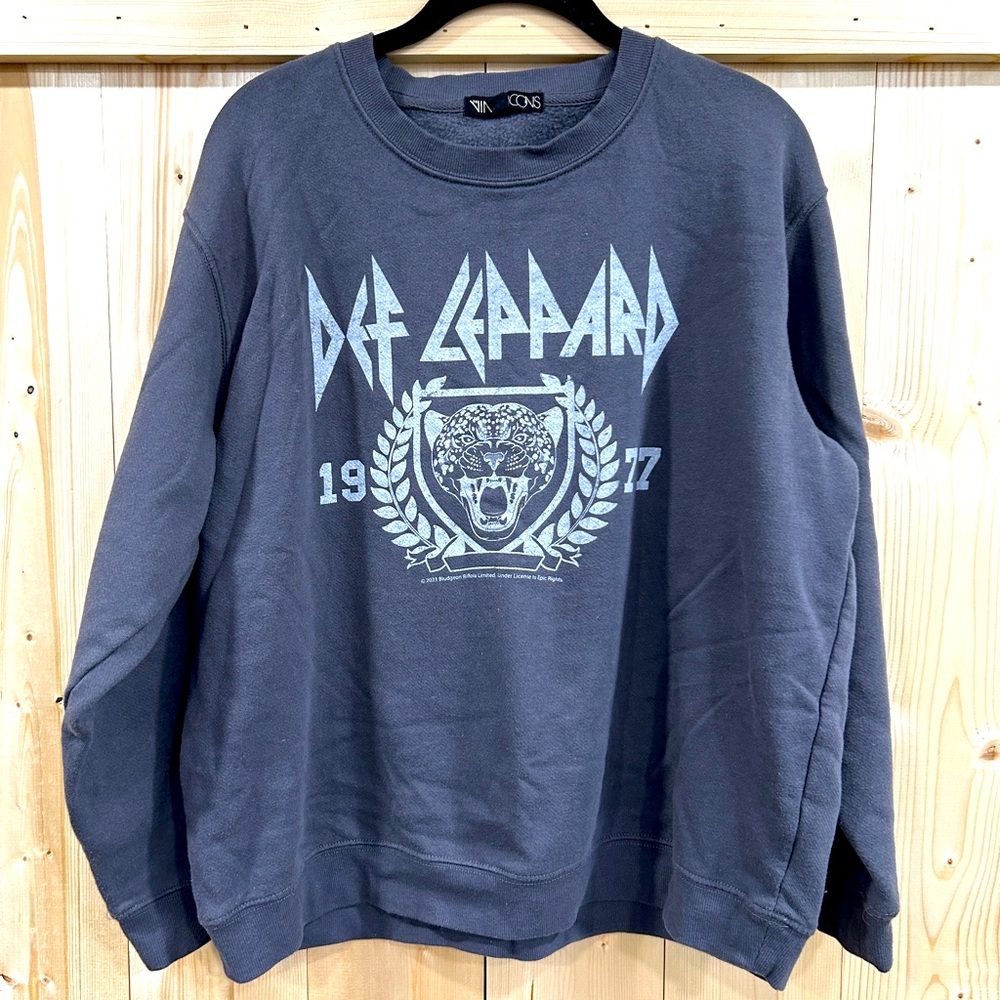 Vinyl Icons Vintage Style Def Leppard Band Graphic Crewneck Sweatshirt - L